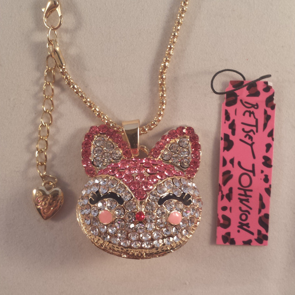 Betsey Johnson Jewelry - Betsey Johnson Fox Head Crystal Pink Gold Necklace